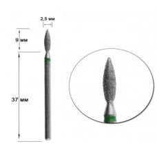 Diamond burs 243.534.025 green with a straight tip
