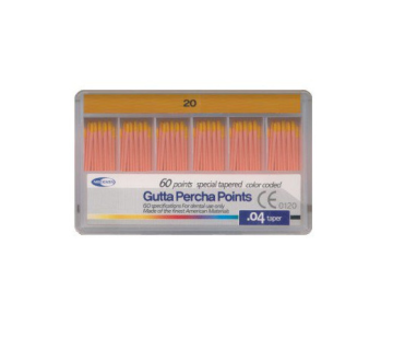 Meta Biomed Gutta Percha Points, Мета Биомед Гуттаперчевые штифты 04 №20, 60шт