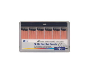 Meta Biomed Gutta Percha Points, Мета Биомед Гутаперчевые штифты 04 №40, 60шт