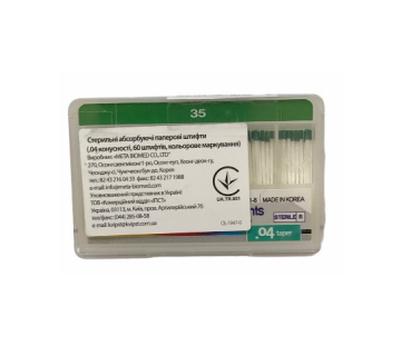 Meta Biomed Absorbent Paper Points, Мета  Биомед Бумажные штифты 04 №35, 60шт