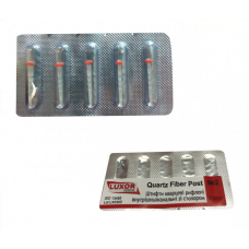 Quartz pins Fluted with stopper Luxor Dental No. 2 (red) blister pack of 5 pcs