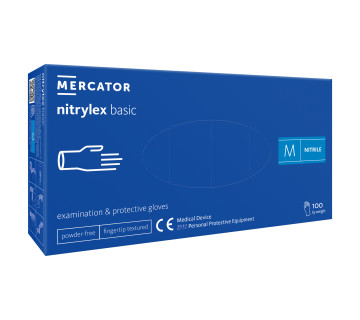 Перчатки нитриловые Nitrylex Basic M Синие 100 шт/уп  Mercator Medical