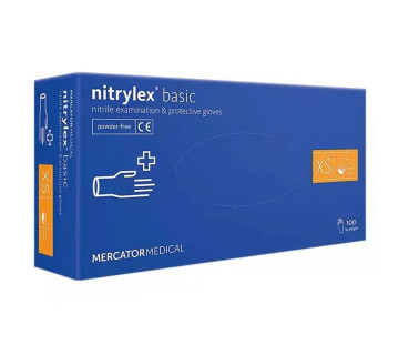 Перчатки нитриловые неопудренные Nitrylex Basic XS (Нитрилекс) Синие 100 шт/уп