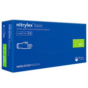 Рукавички нітрилові Нітрилекс БЕСІК СИНІ , nitrylex 100 пар/200 шт, S
