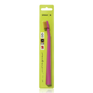 Spokar toothbrush (Soft) pink handle / yellow bristles