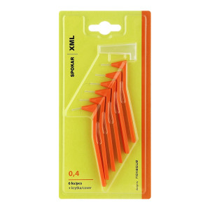 Межзубные ершики угловые Spokar ХМL (0,4 мм), оранжевые, 6 штук