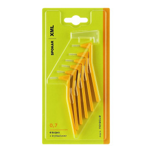 Interdental brushes angled Spokar XML (0.7 mm), yellow, 6 pieces Interdental brushes angled Spokar XML (0.7 mm), yellow, 6 pieces