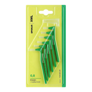 Міжзубні йоржики кутові Spokar ХМL (0,8 мм), зелені, 6 штук Міжзубні йоржики кутові Spokar ХМL (0,8 мм), зелені, 6 штук