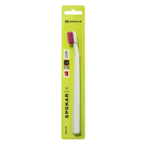 Spokar Ultra Soft Toothbrush White Handle / Pink Bristles