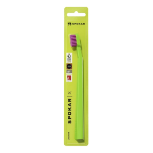 Spokar toothbrush ultra soft (Ultra Soft) green handle / pink bristles