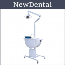 Movable spittoon block with a dental lamp