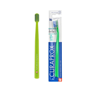 Orthodontic toothbrush Ortho (5460) with recess, green/blue CURAPROX