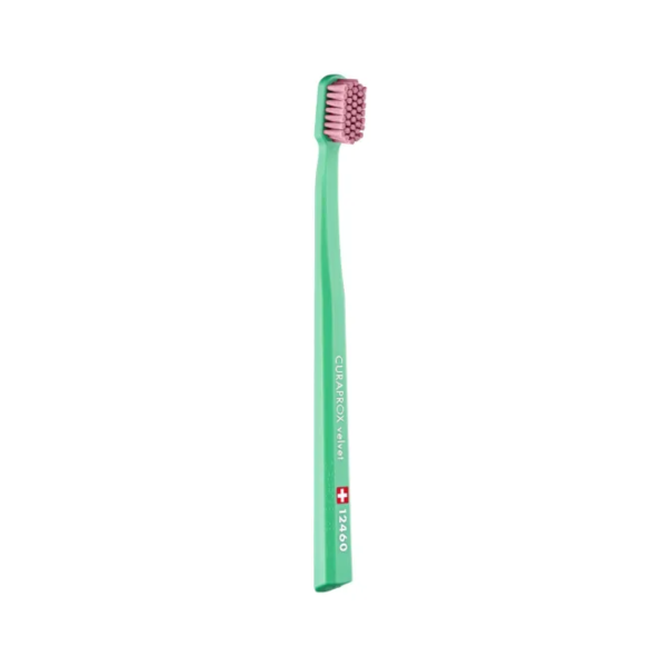 Velvet Toothbrush (12460) Light Green Handle/Pink Bristles CURAPROX