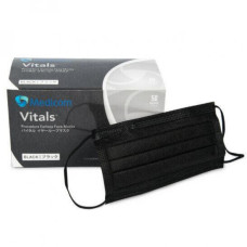 Masks Medicom black, Medicom Safe+Mask black (Medicom Premier Standard), three-layer with rubber bands, medical, 50 pcs.