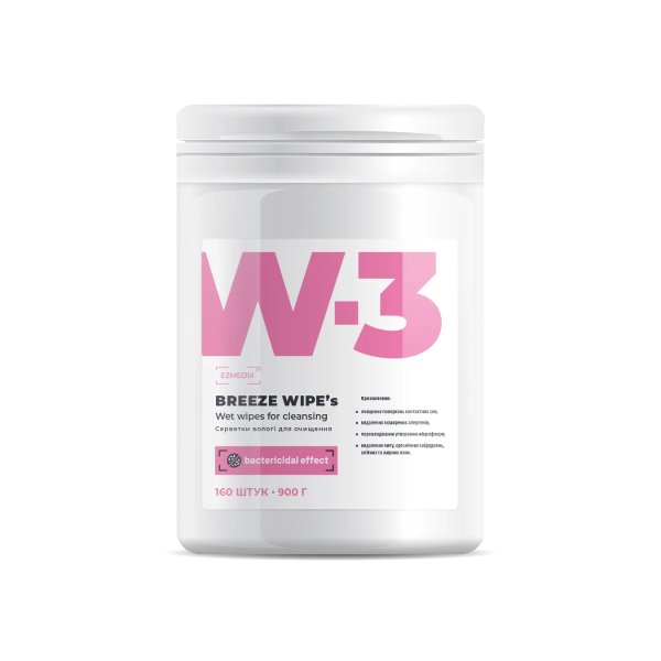 W-3 Салфетки бактерицидные, бесспиртовые BREEZE WIPE's (туба)