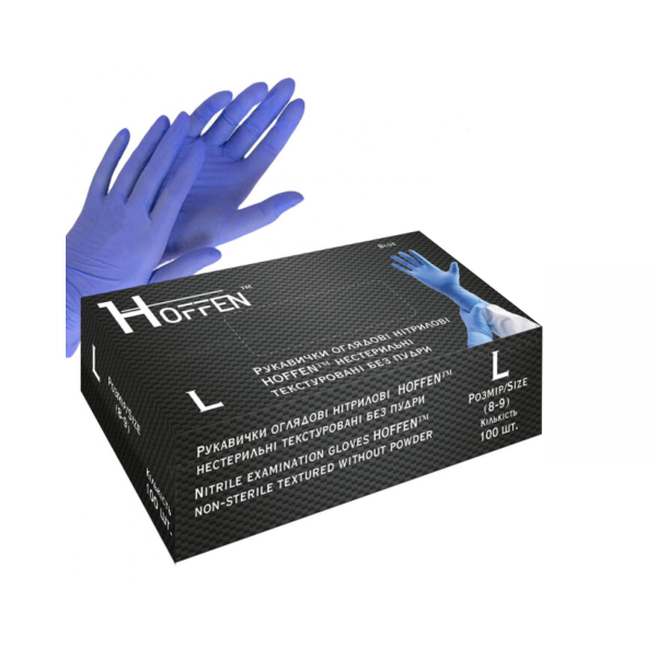 Nitrile gloves HOFFEN textured COBALT L