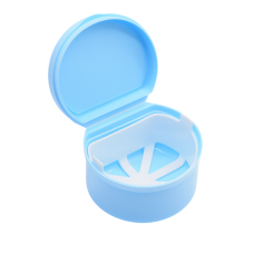 Denture box with basket, JD BLUE