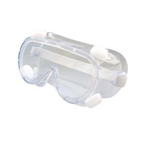 Safety glasses on an elastic band are anti-fogging