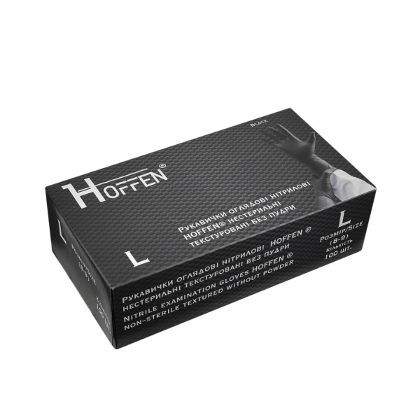 Перчатки нитриловые HOFFEN Черные (3.2г) - L