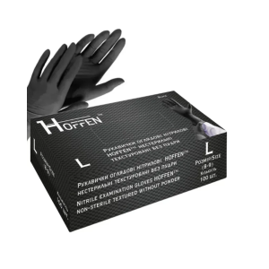 Рукавички нітрилові HOFFEN Чорні (4 г) - L