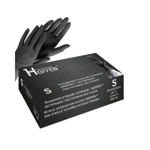 Перчатки нитриловые HOFFEN Черные (4 г) - S