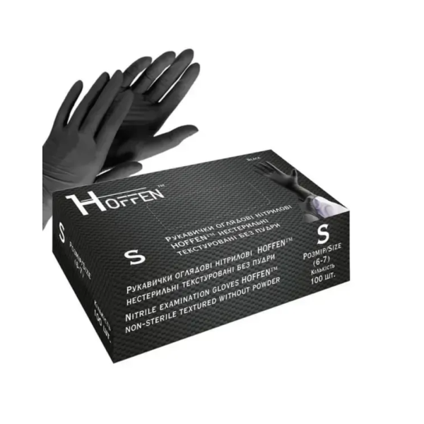 Перчатки нитриловые HOFFEN Черные (4 г) - S