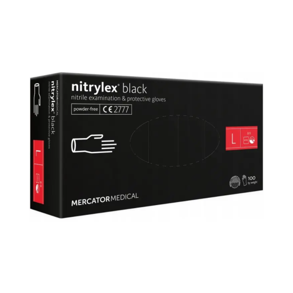 Перчатки нитриловые неопудренные Nitrylex Black L (Нитрилекс) черные 100 шт/уп