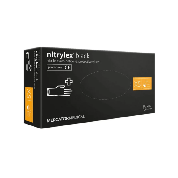 Перчатки нитриловые Нитрилекс ЧЕРНЫЕ, nitrylex 50пар/100шт, ХS