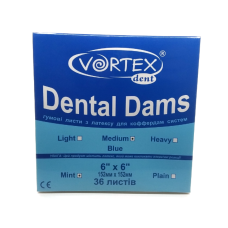 DentalDams — листы / платки для кофердама СРЕДНИЕ синие (мятные)